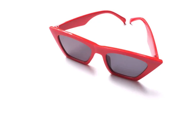 Copy Space Red Frame Sunglasses White Background Accessories Modern Women —  Fotos de Stock