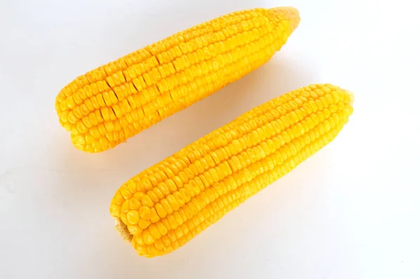 Delicious Boiled Sweet Corn Isolate White Background — Fotografia de Stock