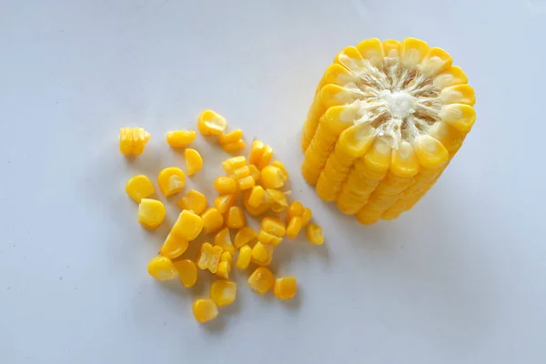 Delicious Boiled Sweet Corn White Background — Φωτογραφία Αρχείου