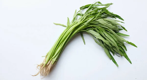 Top View Flat Lay Fresh Green Water Spinach Chinese Spinach — стоковое фото