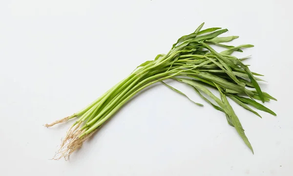 Top View Flat Lay Fresh Green Water Spinach Chinese Spinach — 스톡 사진