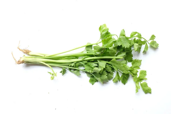 Top View Flat Lay Fresh Organic Celery Leave Apium Graveolens — Foto Stock