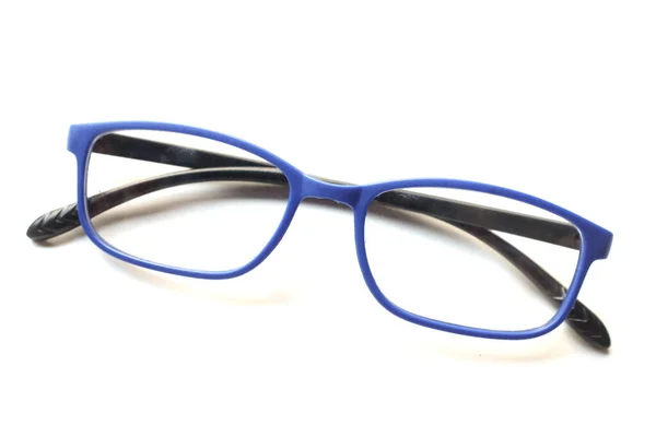 Modern Bir Gözlük Gözlük Gözlük Gözlük Gözlük Mavi Çerçeveler Beyaz — Stok fotoğraf