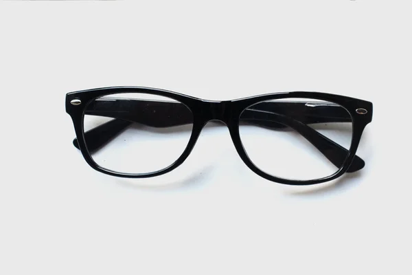 Bovenaanzicht Een Moderne Bril Brillen Brillen Brillen Brillen Zwarte Lijsten — Stockfoto