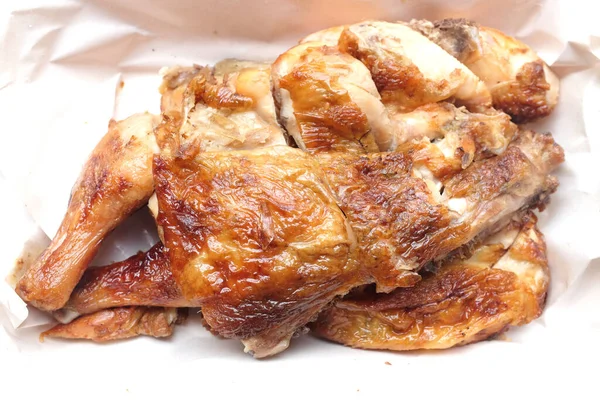 Top View Flat Lay Grilled Chicken Slice Pieces Put Foam — Stock Photo, Image