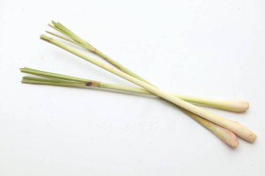 taze organik limon otu, cymbopogon citratus, lapine, limon otu, beyaz arka planda izole edilmiş .ünlü malzeme, Asya mutfağında gıda otları.