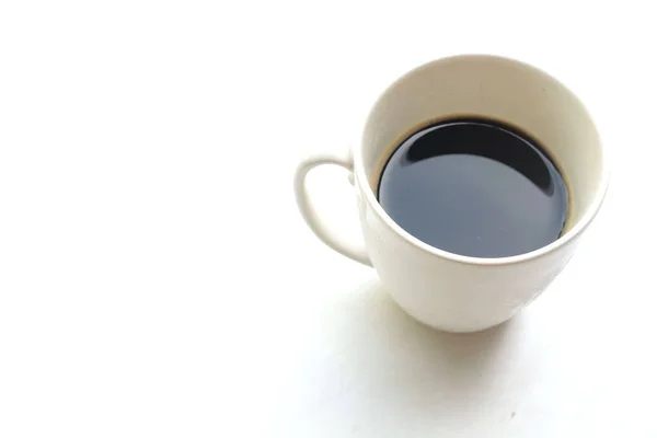 Кофе Горячий Стакане Белой Чашки Утром Помочь Проснуться Освежиться Готовыми — стоковое фото