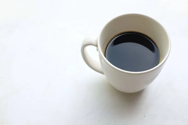 Jedna Kawa Gorący Americano Szklanym Białym Filiżance Rano Aby Pomóc — Zdjęcie stockowe