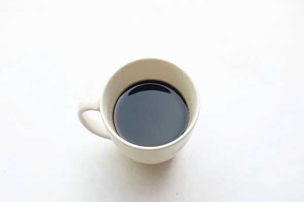 Kaffe Varm Americano Ett Glas Vit Kopp Morgon För Att — Stockfoto