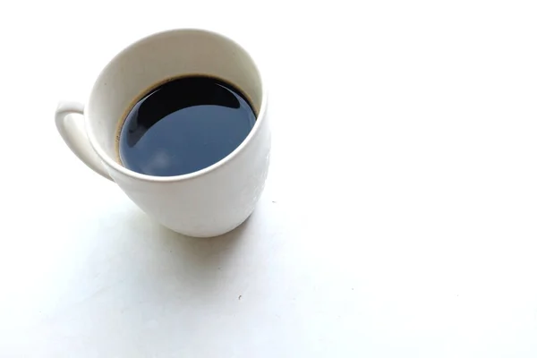 Kaffe Varm Americano Ett Glas Vit Kopp Morgon För Att — Stockfoto