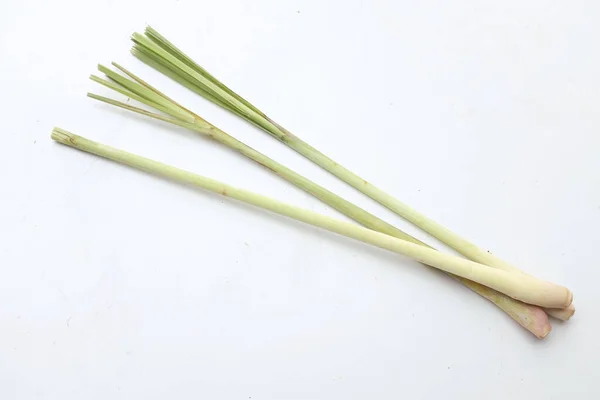 新鲜的有机柠檬草 西番莲 西番莲 柠檬草 在白色背景上分离 著名的配料 亚洲厨房里的食物香草 — 图库照片