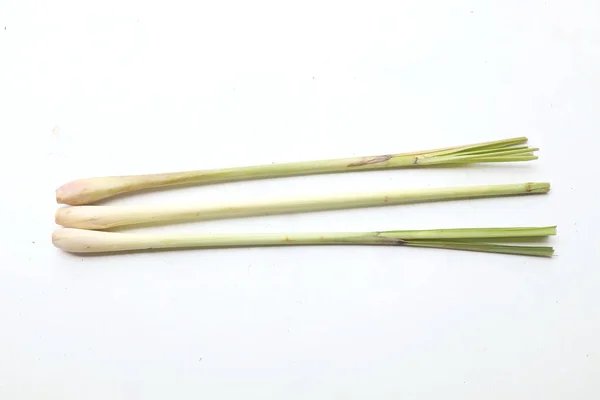 Φρέσκο Οργανικό Λεμονόχορτο Cymbopogon Citratus Lapine Λεμονόχορτο Απομονώνουν Λευκό Φόντο — Φωτογραφία Αρχείου