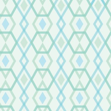 Pastel mavi ve yeşil geometrik Ikat elmas zarif, pürüzsüz tekrar desenli arka plan. Kumaş, tekstil, albüm, hediye paketleme ve karşılama projeleri için mükemmel.