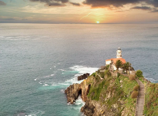 Cudillero Leuchtturm Und Küste Asturien Spanien — Stockfoto