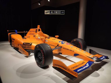 Llanera, Asturias, Spain; april 23th 2022: Dallara DW122 driven by Fernando Alonso at Indy 500. Fernando Alonso Museum
