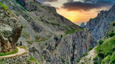 Cares Canyon yolu, Picos de Europa Ulusal Parkı, Asturias ve Leon vilayetleri arasında, İspanya