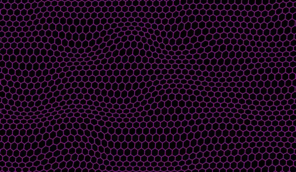 Černé Pozadí Fialové Hexagon Vlny — Stockový vektor