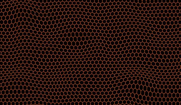 Černé Pozadí Oranžové Šestiúhelníkové Vlny — Stockový vektor