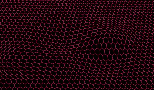 Svart Bakgrund Och Rosa Hexagon Vågor — Stock vektor