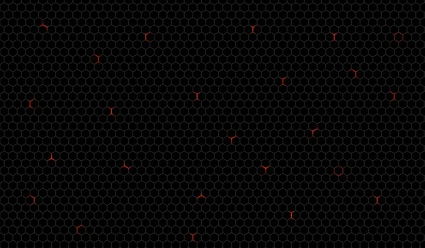 Black Hexagon Background Orange Light — 스톡 벡터