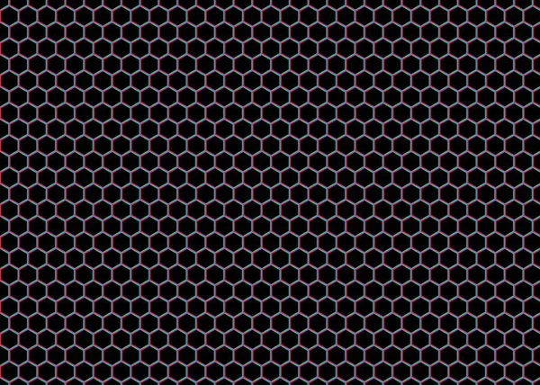 Colored Hexagon Lines Black Background — Stockový vektor