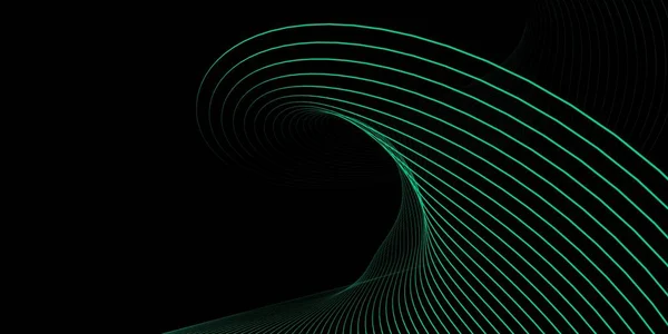 Abstrakt Svart Bakgrund Och Grön Linje Våg — Stock vektor