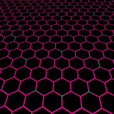 Siyah altıgen ve pembe çizgi ışığı ve yeşil ışık