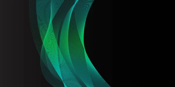 Чорний Фон Синьо Зелена Лінія Хвиля — стоковий вектор