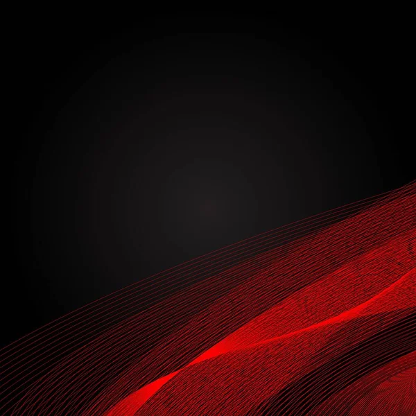 Fond Noir Ligne Onde Rouge — Image vectorielle