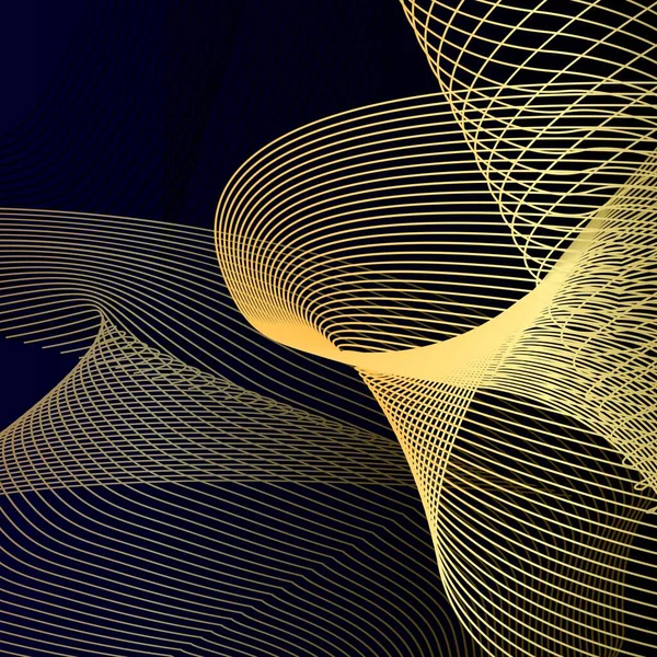 Onde Gold Line Fond Noir Abstrait — Image vectorielle