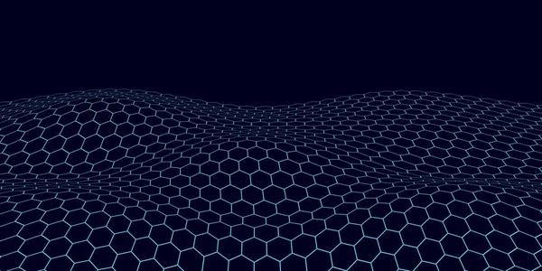 Fond Bleu Onde Hexagonale Bleue — Image vectorielle