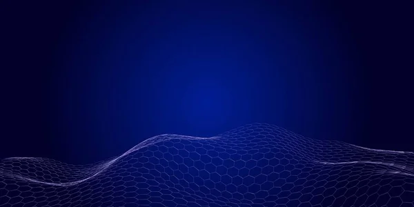 Blå Abstrakt Bakgrund Och Hexagon Våg — Stock vektor
