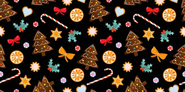 Шаблон Зображенням Різдва Ілюстрація Новорічного Свята Печиво Луки Новорічні Червоні — стокове фото