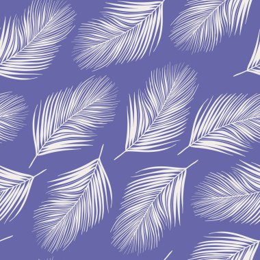 Leylak arka planında yumuşak ışık tüyleri olan el çizimi pürüzsüz vektör deseni