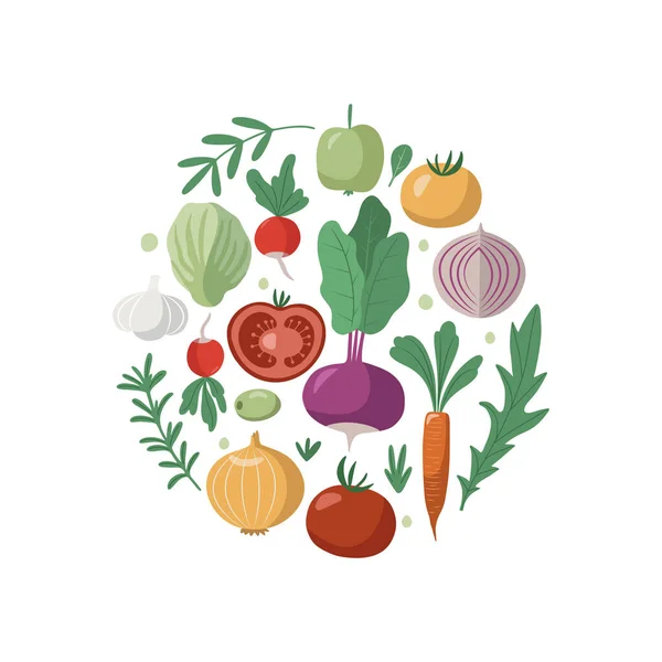 Granja Verduras Frescas Clip Arte Mano Dibujado Estilo Plano Ilustración — Vector de stock