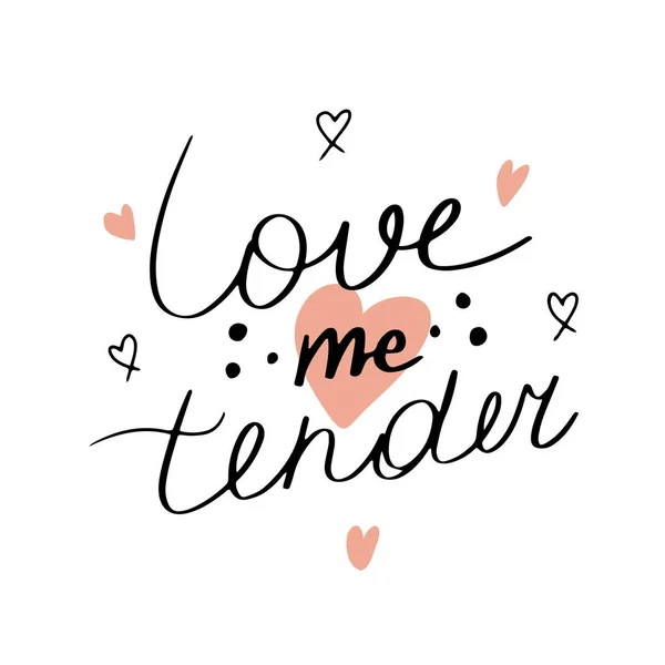 Texte Lettrage Écrit Main Love Tender Isolated Vector Illustration — Image vectorielle
