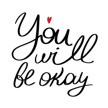 El yazısı harfi ile yazılmış küçük kırmızı bir kalp, denge ve sakinlik kavramı ile iyi olacaksın.