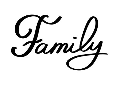 El çizimi harfler - aile, beyaz arka planda izole.