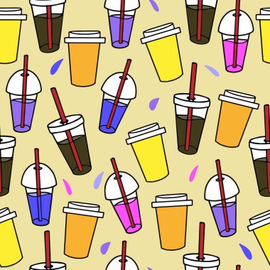 Kağıt bardaklarda servis edilen içeceklerle kusursuz bir şablon.