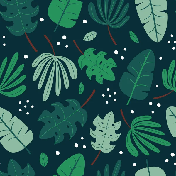 Vektornahtloses Muster Mit Doodle Dschungel Blättern — Stockvektor