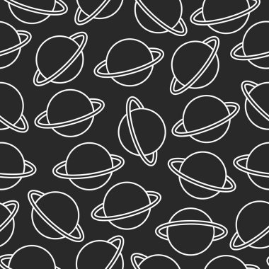 Koyu arkaplanda Satürn gezegenleri karalayan vektörsüz desen