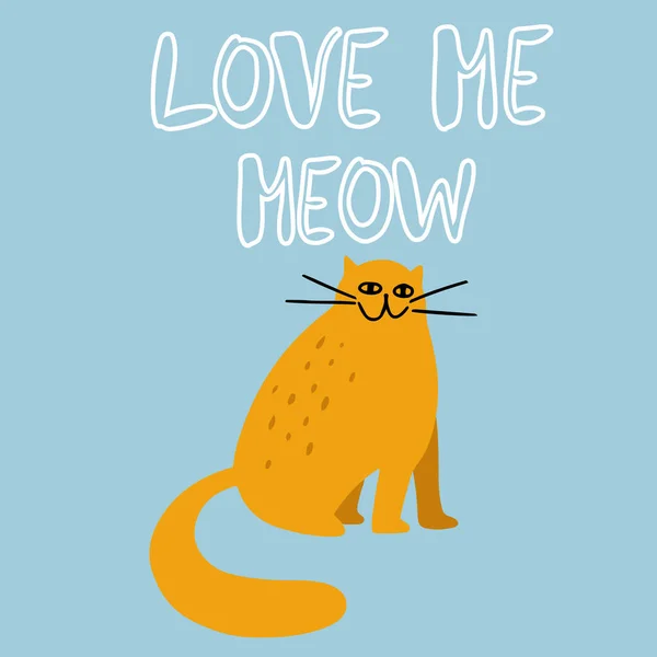 Doodle การ ดแมวส แดงหร อโปสเตอร กษรเข ยนด วยม Meow — ภาพเวกเตอร์สต็อก