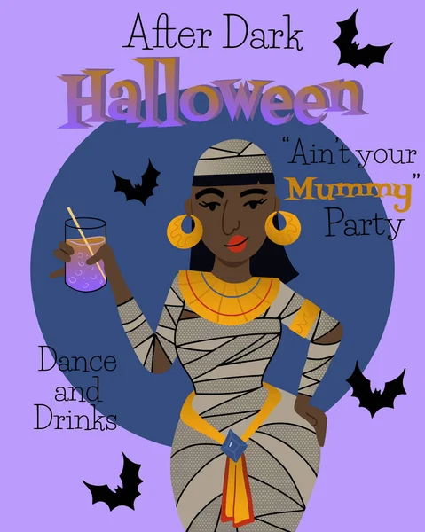Einladung Zur Halloween Party Oder Poster Mit Königinmama Die Cartoon — Stockvektor