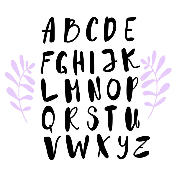 Cute Funky Vector Alphabet Hand Drawn Lettering — Stock Vector