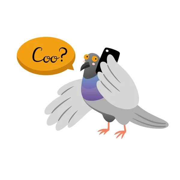 Cute Hand Drawn Pigeon Talking Mobile Phone Concept Business Person — ストックベクタ
