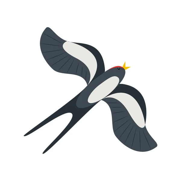 Niedliche Fliegende Scheunenschwalbe Kindliche Vektorillustration Flachen Stil — Stockvektor