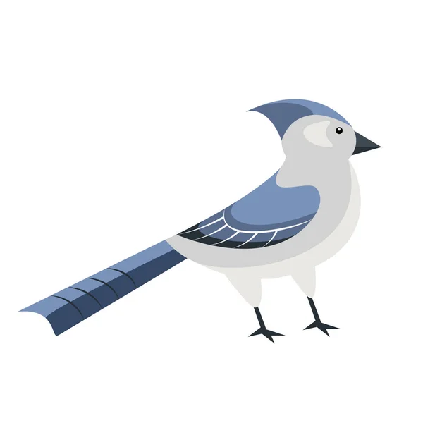 Blue Jay Bird Childish Vector Illustration Flat Style — Vetor de Stock