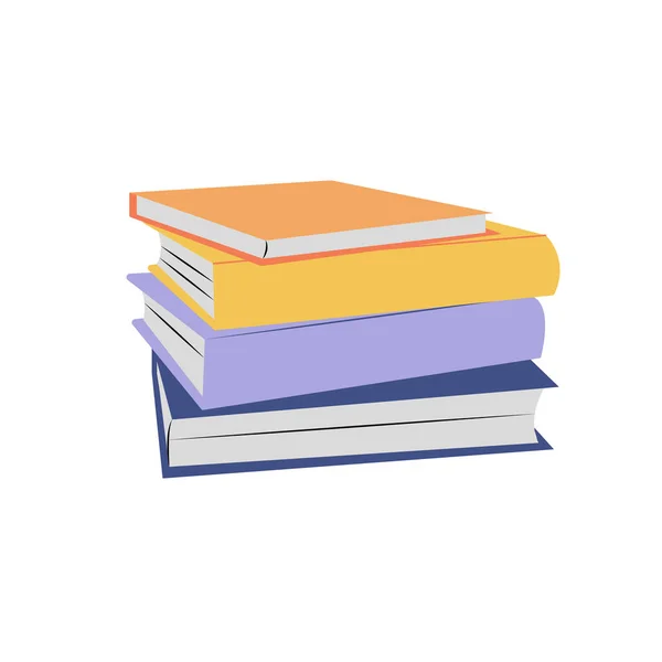 Hand Drawn Stack Pile Four Books Flat Style Education Reading — Archivo Imágenes Vectoriales