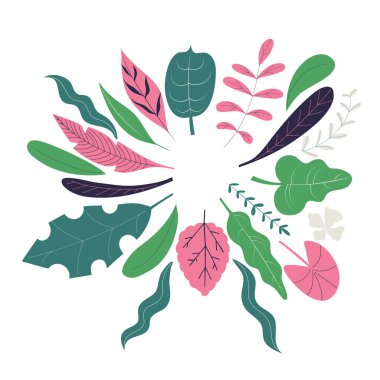 Botanik karalama düz stil ile ayarlandı, el çizimi vektör çizimi