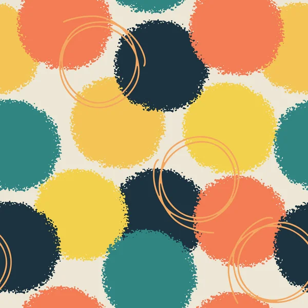 Hand drawn vector seamless pattern with colorful abstract circles